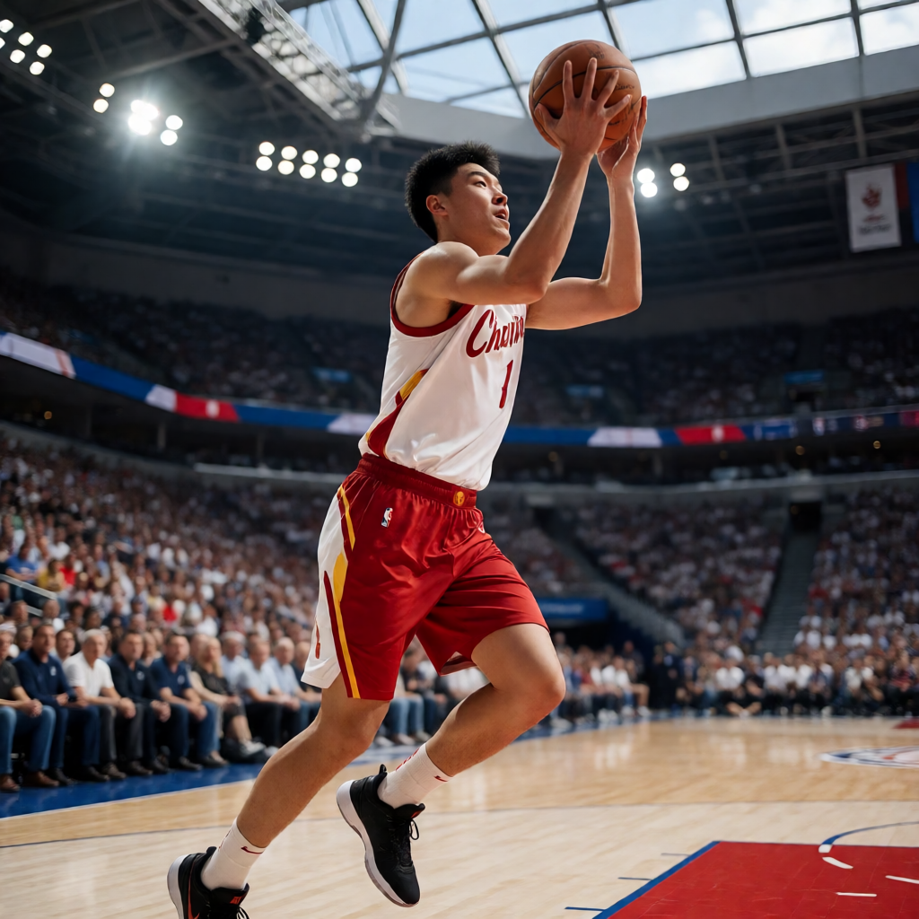 NBA季后赛精彩对抗瞬间，球员突破上篮的激烈画面